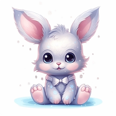 Kawaii Cute Beautiful Pastel Bunny Clipart fantasy, Cartoon, hyper realistic, intricate detail, illustration style, high resolution, on the white background