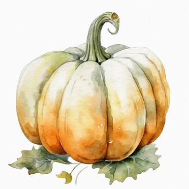 clipart, watercolor, pastel pumpkin, gourd, white background