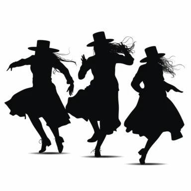 Hasidic jewish dancer one tone 4 silhouettes svg black clipart part 1, white background