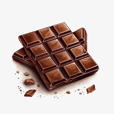 dark chocolate bar, single object, hight qualtiy, realistic watercolor illustration, Sublimation Clipart,hyper realistic, intricate detail, illustration style,high solution,on the white background