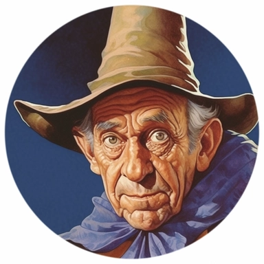 Arthur Sarnoff's character portrait circular tondo depicting a uniformed battle-mage wizard, Boris Vallejo Mike Allred Josh Kirby, clipart illustration, circular solid background circular border