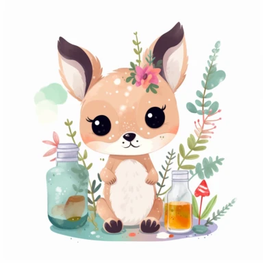 forest baby animal on drugs clipart white background