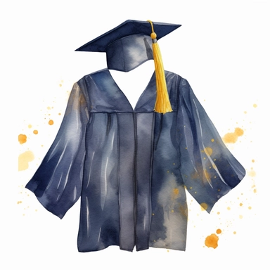 graduation gown watercolor clipart