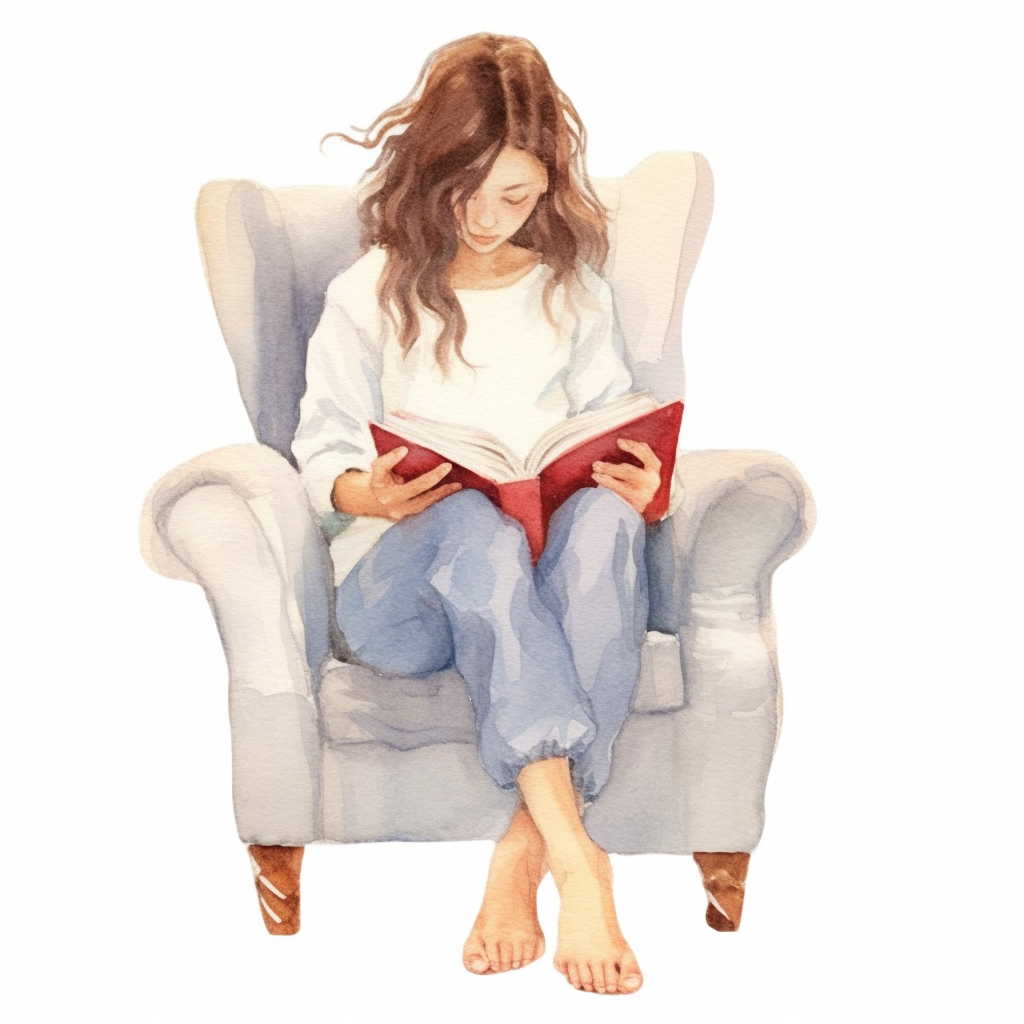 girl reading clipart