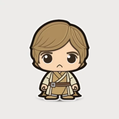 Luke Skywalker cute clipart, white background, high resolution 8k
