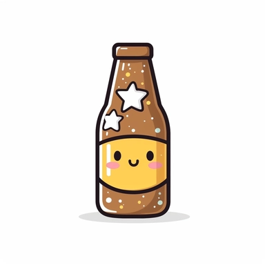 kawaii Beer Bottle clipart isolated on white background, father's day