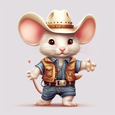 adorable cute fantasy baby mouse dressed like a cowboy, nursery art, clipart image, line art image, inspired byLie Setiawan, white background, very detailed, 8k - <@1060657262349262860> (15%) (relaxed)