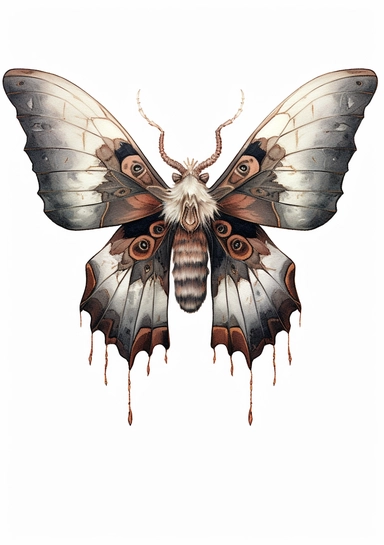 Skull Moth Clipart on white background, death's head moth, realistic, details, high resolutions, white background