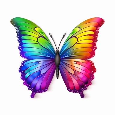 2D Clipart, Cute rainbow butterfly, no shadow