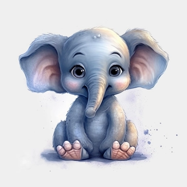baby elephant cute clipart, elephant art, elephant clipart, elephant images, cute elephant, cute animal clipart, fantasy clipart, isolated on white background, no text, hdr, 8k