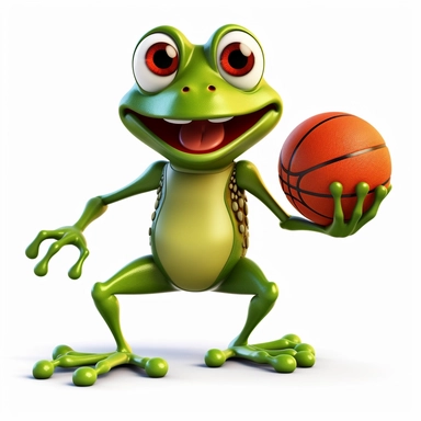 cartoon clipart funny style of frog playing basketball.