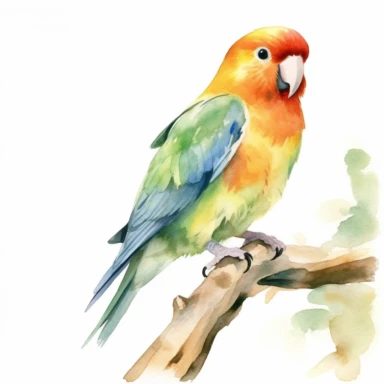 peach-faced lovebird,watercolor painting by JOHN SINGER SARGENT, clipart, white background