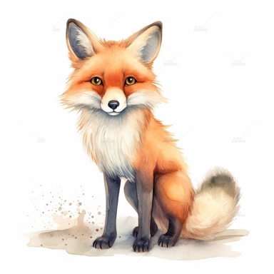 Cute red fox in its natural state clipart ,happy expression, thick fur, sharp eyes,standing in dynamic pose,front view, in the style of watercolor cartoon clipart, kate greenaway style, high resolution, composition free space, pastel color scheme, soft and tender, watercolour clipart, watercolor illlustration for kids and children,isolated white background, clipart most popular on etsy, book illustration, featured on dribble,print on demand image, PNG tranparent background,composition medium sho