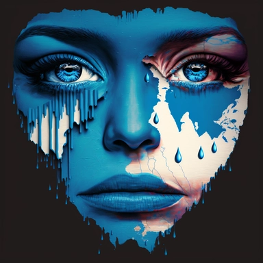 a woman's face with a tear coming out of it, inspired by Paul Harvey, ecological art, graphic design contest winner, g 7 summit, clipart, have a call to action, crying big blue tears, powerful imagery, isometric view!!!!, the world is insane, devastated, gently earth ar 2:3
