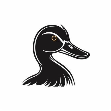 duck head black frontal view silhouette vector flat simple identification symbol white backround white background minimalistic clipart png svg