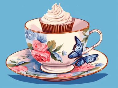 Blue ? color high tea cupcake clipart