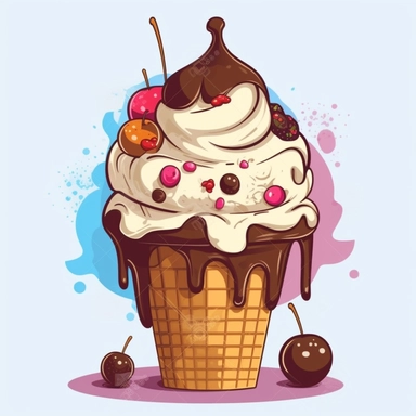 A cartoon illustration style clipart ice cream with white background — ar 14:11
