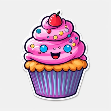 cute cupcake cartoon cliparts stickers