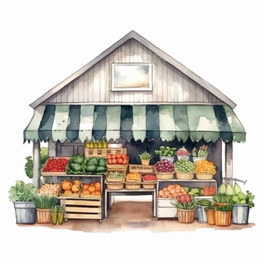 handpainted modern farmers market clipart