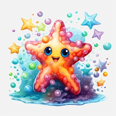Baby Tiny Starfish, Engaging in a friendly game of tag, darting in and out of colorful coral formations , clipart for nursuring, animated, white transparent background