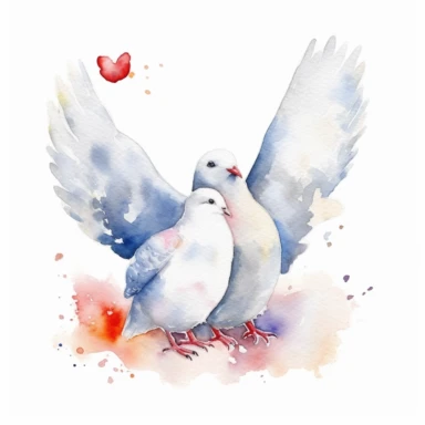 watercolor collection clipart love doves cute romantic white no background