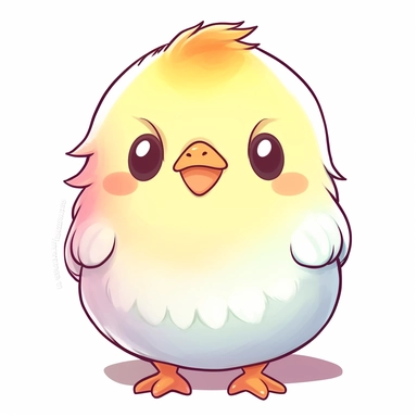 a kawaii chicken clipart, white background