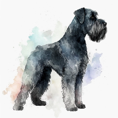 giant schnauzer dog, full body, watercolor style, portrait, clipart, vector, completely white background