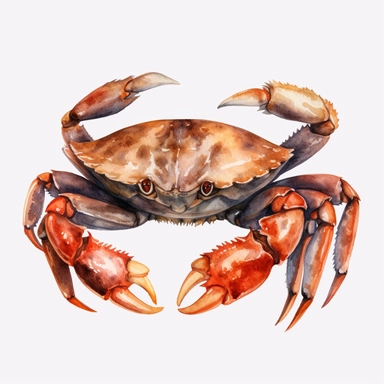 realistic crab watercolor clipart single design, 8k
