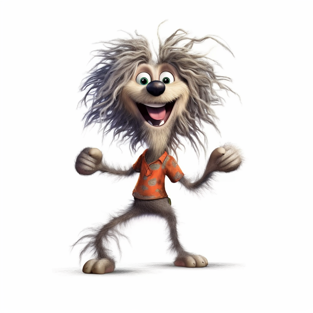 a skinny dog with frizzy hair, dancing, exceptionally funny, silly ...