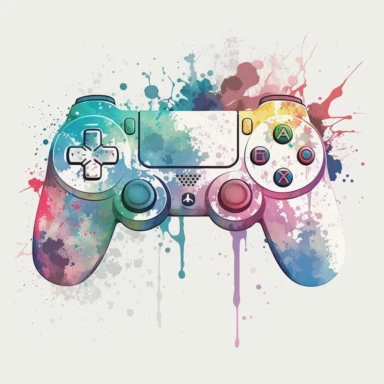 ps5 controller, watercolor, collection, vector, clipart, white background