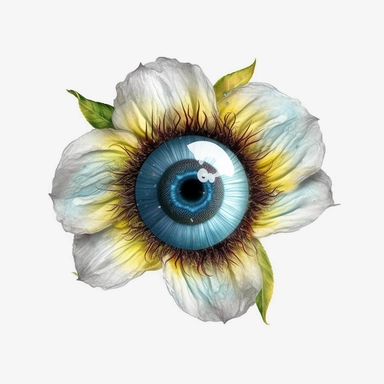 eyeball flower, clipart, white background