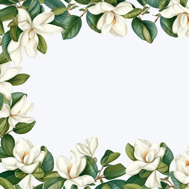 Magnolia leaves border clipart, hd
