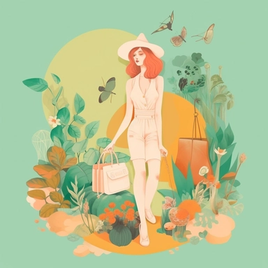 women fashion, ecology concept, clip art, bright pastel