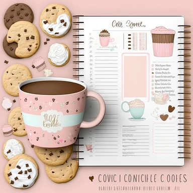 cookie clipart, to do list clipart, planner clipart, stationary, coffee cup, pink and white, c20, no words or letters, no numbers, V5