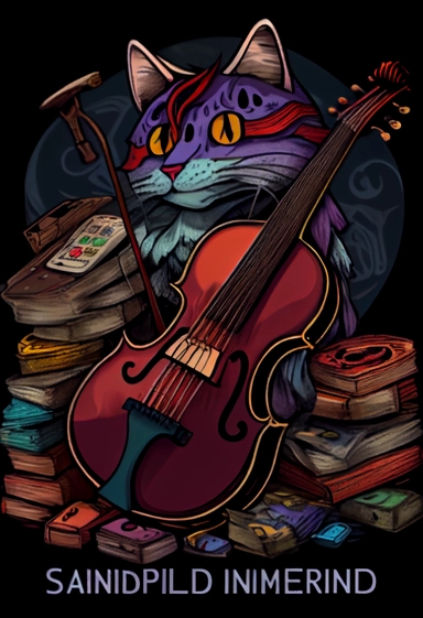 a violin sitting on top of a pile of cards, a character portrait, inspired by Louis Wain, pixabay contest winner, cheshire cat death tarot card, clipart icon, streaming on twitch, spritesheet, puppet on a string, world series of poker, bass drum, game asset, kintsugi, HD,