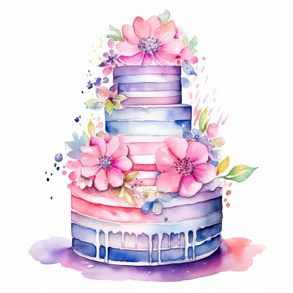 watercolor birthday cake clip art