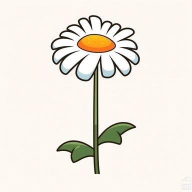 Clipart of cartoon daisie top of the flower, in a minimalist style, on a white background,