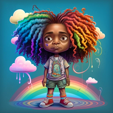 african american boy lil pump pixar style - Upscaled by @finesseprofessor (fast)clipart, afro ,Full body with legs , woodstock , punk rock , rainbow dredloacks Highly detailed close-up portrait , standing , Nicoletta Ceccoli, Mark Ryden, lostfish, Earl Nor, global lighting, divine rays, detailed and intricate surroundings, sf, intricate artwork masterpiece, ominous, matte painting movie poster, blue ratio, trending on cgsociety, intricate, epic, trending on artstation 8k- Upscaled by @JerzieGurl