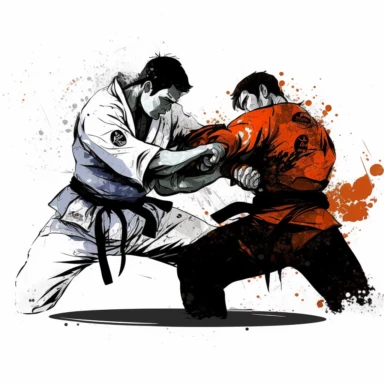 Two brazilian jiu jitsu fighting, clipart, white background