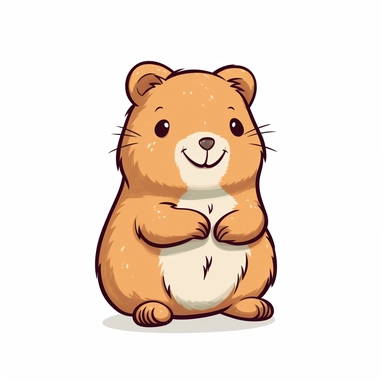 a fat Quokka, clipart with crisp lines and white background