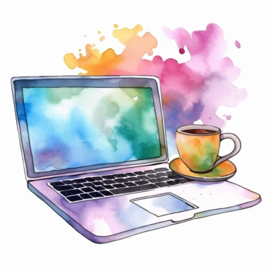computer and laptop watercolor clipart