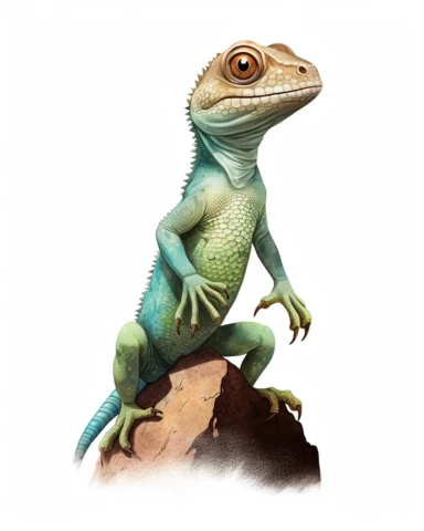 a realistic baby Lizard clipart with watercolor illustration, full body shot ,8k, style of Bohemian, style of Anna Süßbauer and Jon Klassen,vector, Vector, white background,Solid Background, Sharpness and clarity, masterpiece, trending on Artstation and Dribbble.