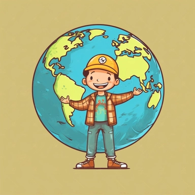 earth world cartoon hand draw character clipart isolated