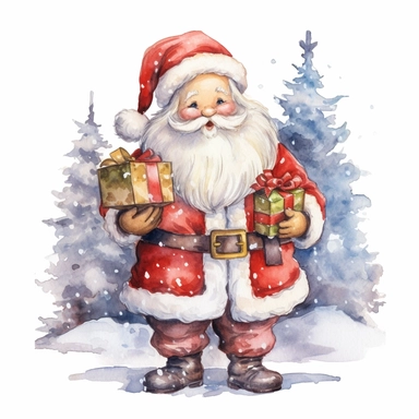 Cute christmas Santa Sublimation Clipart, 24k, watercolor style, white background