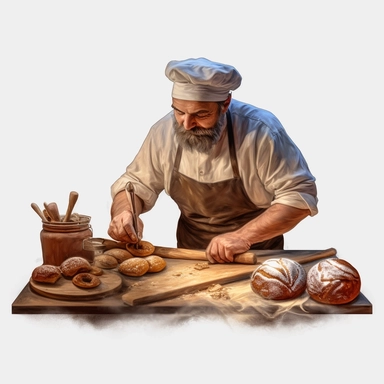 a baker doing his work , photorealistic, clipart,png,8k,hd