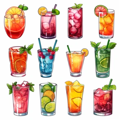 Alcoholic Drinks clipart, Summer party, Printable Stickers PNG, ,digital clipart, Transparent background , individual elements, high detail, High Quality PNG Images realistic color Summer drinks, Lemonade, iced tea, and colorful cocktailsm Alcoholic Drinks clipart, Summer party, cliparts,individual elements, high detail, High Quality PNG Images, Transparent background , pack for telegram