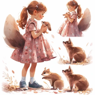 2 girls, squirrel girl and rabbit girl, Little girl exploring, illustration for book, children's book, 2 clipart, fiorucci angels, beautiful decoupage paper, pastel colors, white background clipartm, fantasy art, squirrel ears, perfect eyes, detailed body, Watercolor Clipart, strybk, full Illustration, 4k, sharp focus, watercolor, smooth soft skin, symmetrical, soft lighting, detailed face, concept art, watercolor style, strybk, children's style fairy tales, chibi kawaii, Octane rendering, 3d. P