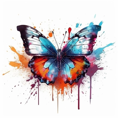 one butterfly colorful on a white background, in the style of florian nicolle, realistic clipart, serge marshennikov, orange, fantastical creatures, sky-blue and maroon, conceptual painting, no watermark, text,,professional lighting,cinematic lighting, long shadows, saturated contrast, hyperdetailed,32k,v--5.0