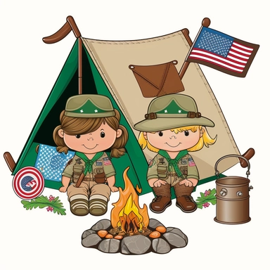 girl scouts clipart fireplace tent flag no text no watermarks