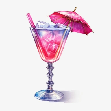 Watercolour realistic cosmopolitan cocktail in cocktail glass with cocktail umbrella and straw beautifully detailed realistic cosmopolitan cocktail , PNG image,transparent background ,ultra highly detailed, 18k, sharp focus, bright photo with vibrant colours, digitally enhanced,photographic, enhanced graphics, png format, straight, sharp focus, bright lighting, intricate detailed png image ,high definition,300dpi,graphic clipart,computer graphics